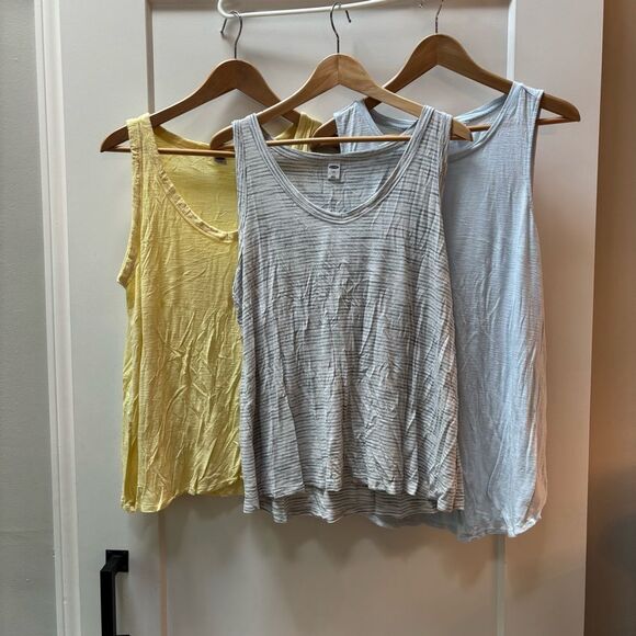 Old Navy Tops - Old Navy Luxe Tank Top Trio – Size L (Yellow, Striped, Pale Blue)